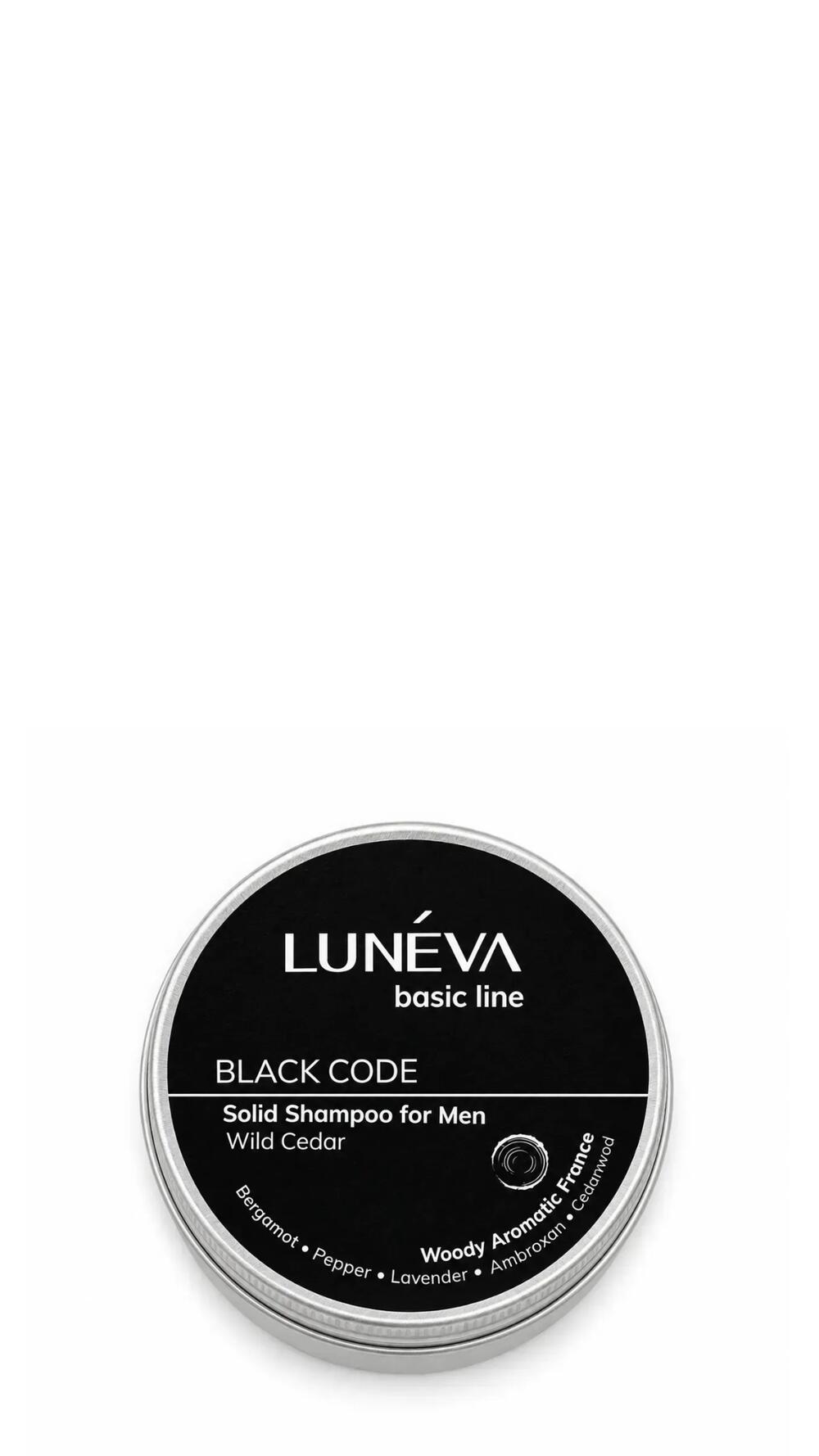 Шампунь твердий для чоловіків Black Code Wild Cedar LUNEVA 